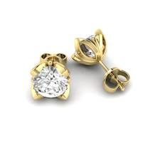 White Topaz Yellow Gold Coated Tulip Stud Earrings
