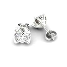 White Topaz White Gold Coated Tulip Stud Earrings