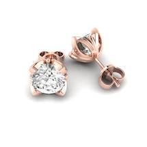 White Topaz Rose Gold Coated Tulip Stud Earrings