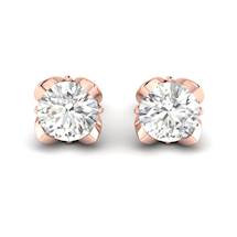 White Sapphire Earrings Rose Gold Tulip Design