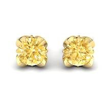 Yellow Sapphire Earrings Yellow Gold Tulip Design