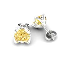 Yellow Sapphire Earrings White Gold Tulip Design