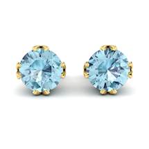 Blue Topaz Yellow Gold Coated Gumnut Stud Earrings