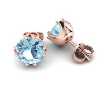 Blue Topaz Rose Gold Coated Gumnut Stud Earrings
