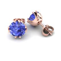 Blue Sapphire Earrings Rose Gold Gumnut Design