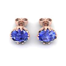 Blue Sapphire Earrings Rose Gold Gumnut Design