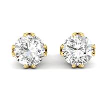 White Topaz Yellow Gold Coated Gumnut Stud Earrings