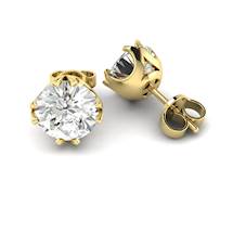 White Sapphire Earrings Yellow Gold Gumnut Design