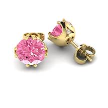 Pink Sapphire Earrings Yellow Gold Gumnut Design
