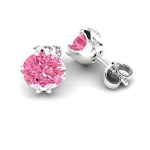 Pink Sapphire Earrings White Gold Gumnut Design