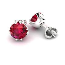 Garnet White Gold Coated Gumnut Stud Earrings