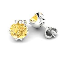Yellow Sapphire Earrings White Gold Gumnut Design
