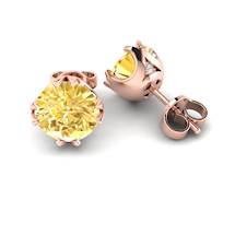 Yellow Sapphire Earrings Rose Gold Gumnut Design