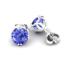 Blue Sapphire Earrings Sterling Silver Braid Round Design