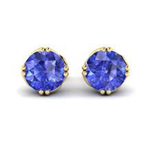 Blue Sapphire Earrings Yellow Gold Braid Round Design
