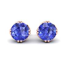 Blue Sapphire Earrings Rose Gold Braid Round Design