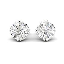 Cubic Zirconia White Gold Braid Round Stud Earrings