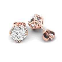 Cubic Zirconia Rose Gold Braid Round Stud Earrings