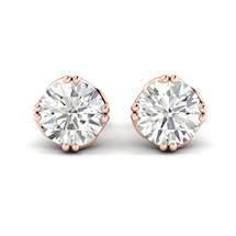 Cubic Zirconia Rose Gold Braid Round Stud Earrings