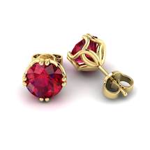 Ruby Yellow Gold Braid Round Stud Earrings