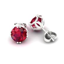 Ruby White Gold Braid Round Stud Earrings