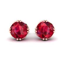 Ruby Rose Gold Braid Round Stud Earrings