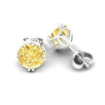 Yellow Sapphire Earrings Sterling Silver Braid Round Design