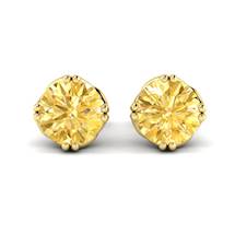 Yellow Sapphire Earrings Yellow Gold Braid Round Design