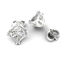 Cubic Zirconia White Gold Braid Square Stud Earrings