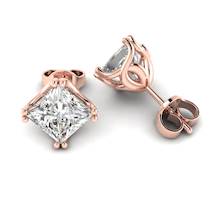 Cubic Zirconia Rose Gold Braid Square Stud Earrings