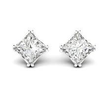 White Sapphire Earrings Sterling Silver Braid Square Design