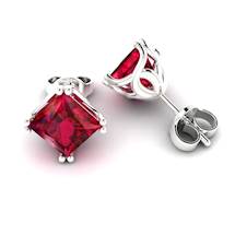 Ruby White Gold Braid Square Stud Earrings