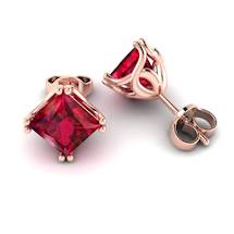 Ruby Rose Gold Braid Square Stud Earrings