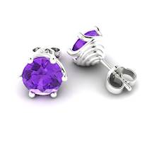Amethyst White Gold Coated Eye of Cyclone Stud Earrings