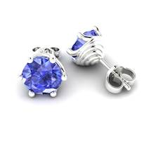 Blue Sapphire Earrings White Gold Eye of Cyclone Design