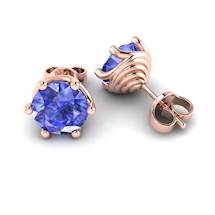 Blue Sapphire Earrings Rose Gold Eye of Cyclone Design