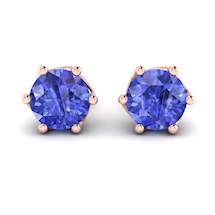 Blue Sapphire Earrings Rose Gold Eye of Cyclone Design