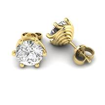 White Topaz Yellow Gold Coated Eye of Cyclone Stud Earrings