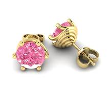 Pink Sapphire Earrings Yellow Gold Eye of Cyclone Design