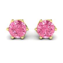 Pink Sapphire Earrings Yellow Gold Eye of Cyclone Design