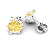 Yellow Sapphire Earrings Sterling Silver Eye of Cyclone Design