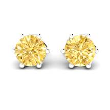 Yellow Sapphire Earrings Sterling Silver Eye of Cyclone Design