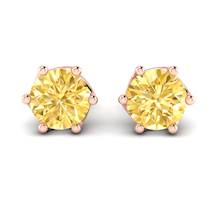 Yellow Sapphire Earrings Rose Gold Eye of Cyclone Design