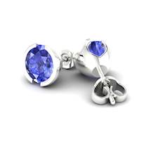 Blue Sapphire Earrings White Gold Eye of Venus Design
