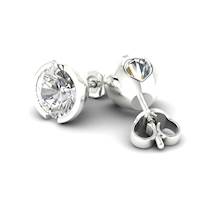 Cubic Zirconia White Gold Eye of Venus Stud Earrings