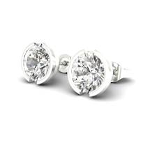 Cubic Zirconia White Gold Eye of Venus Stud Earrings