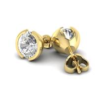 White Sapphire Earrings Yellow Gold Eye of Venus Design