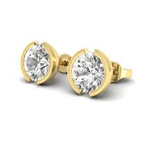 White Sapphire Earrings Yellow Gold Eye of Venus Design