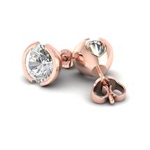 White Sapphire Earrings Rose Gold Eye of Venus Design