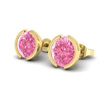 Pink Sapphire Earrings Yellow Gold Eye of Venus Design